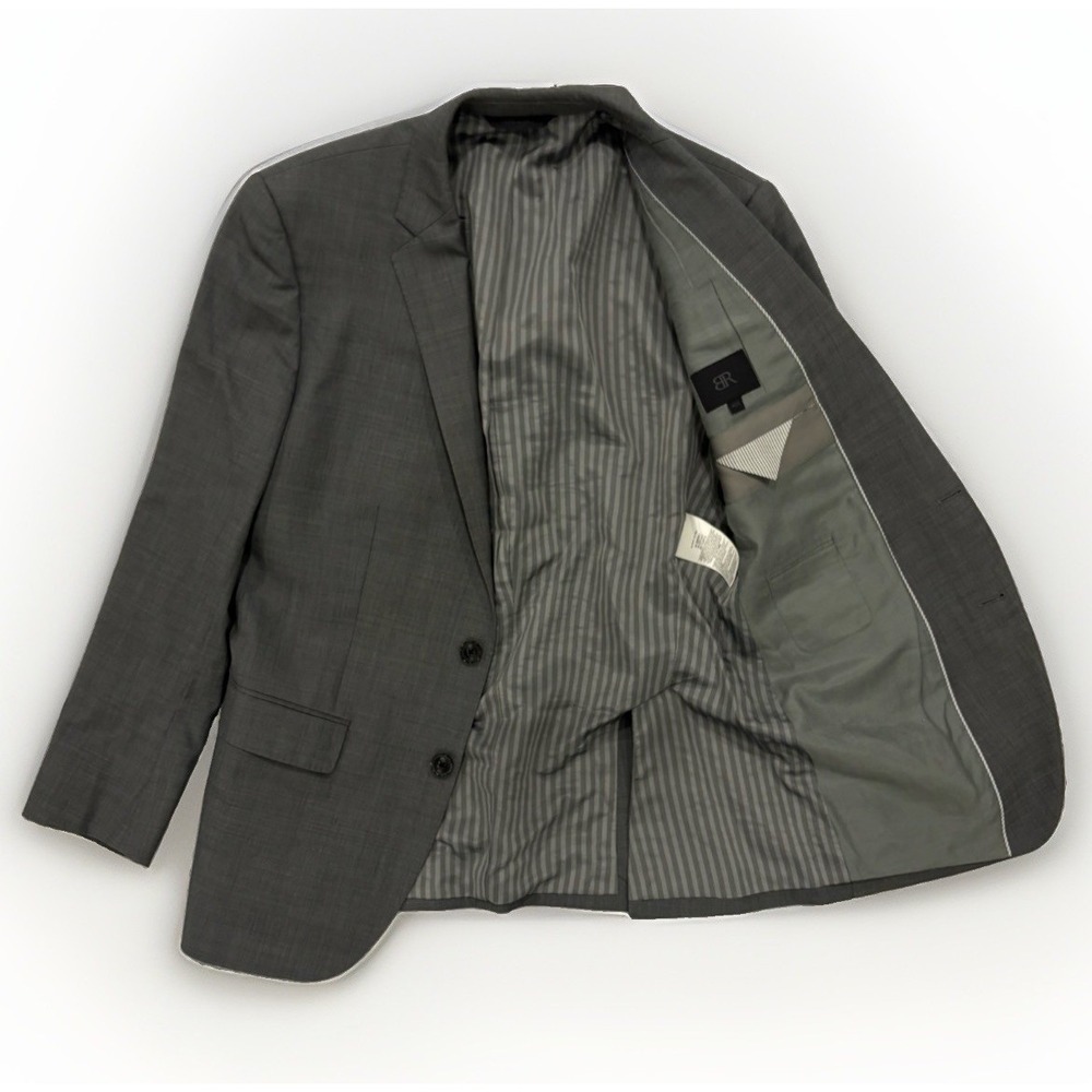 Banana Republic Birdseye Plaid Blazer Mens 40s Gray Marzotto Wool Sport Coat